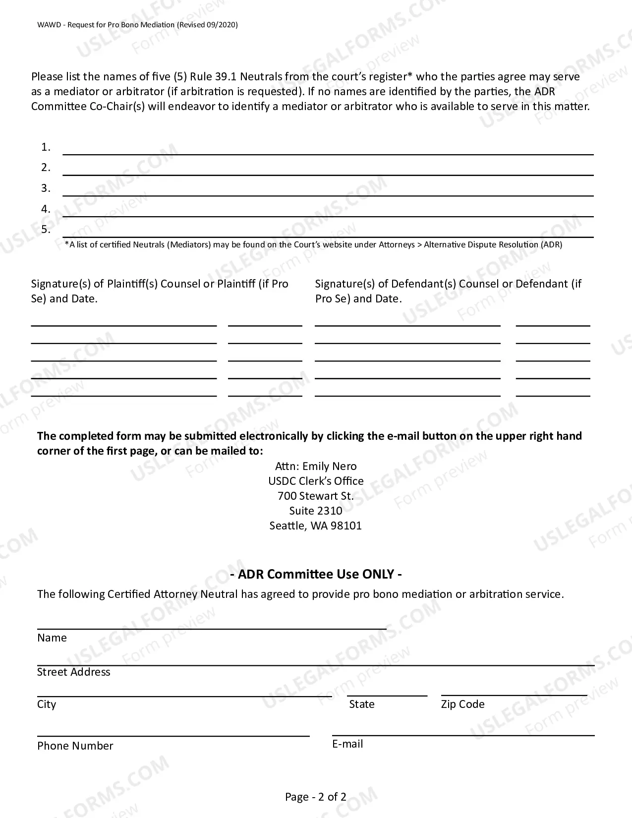 Preview Request For Pro Bono Mediation