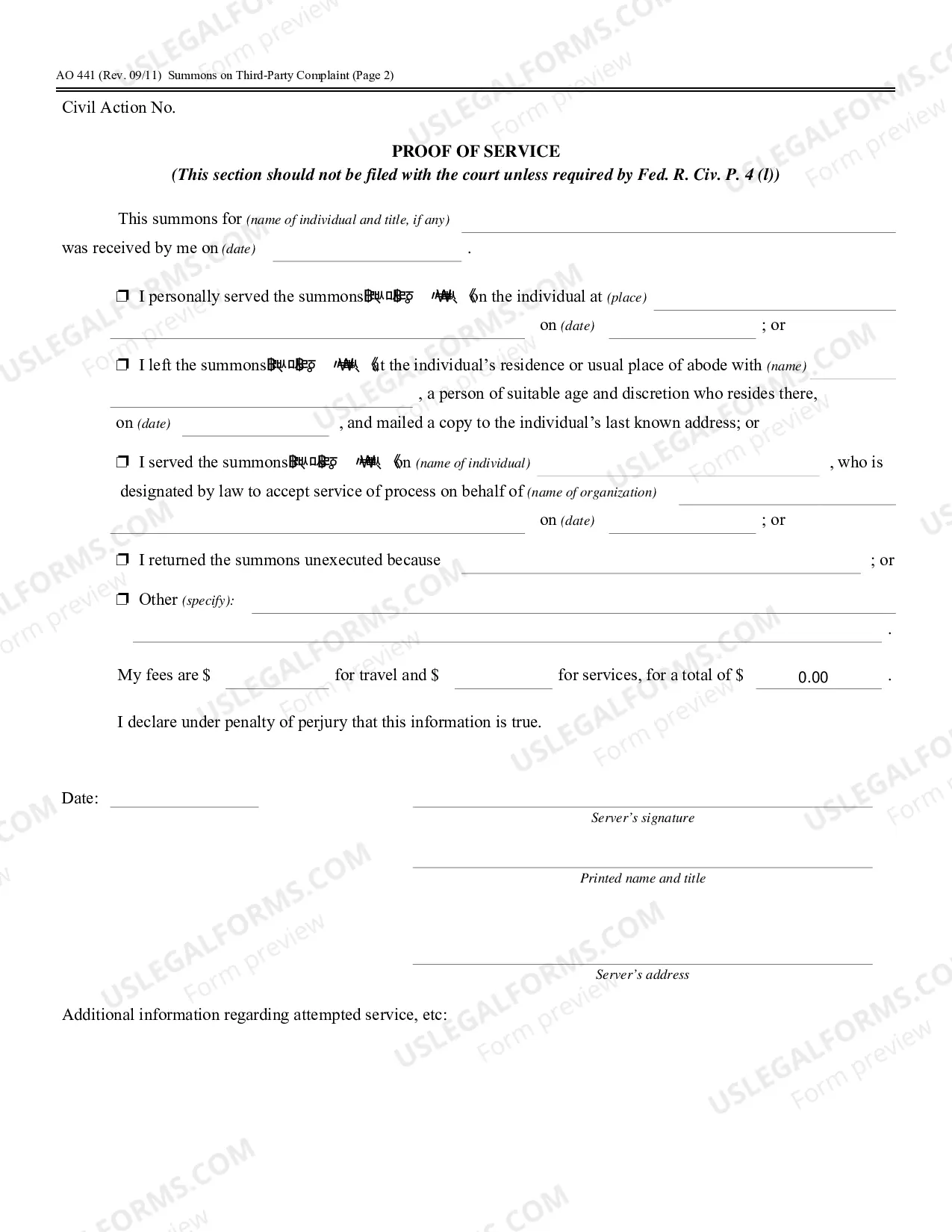Preview Summons On A Third-Party Complaint