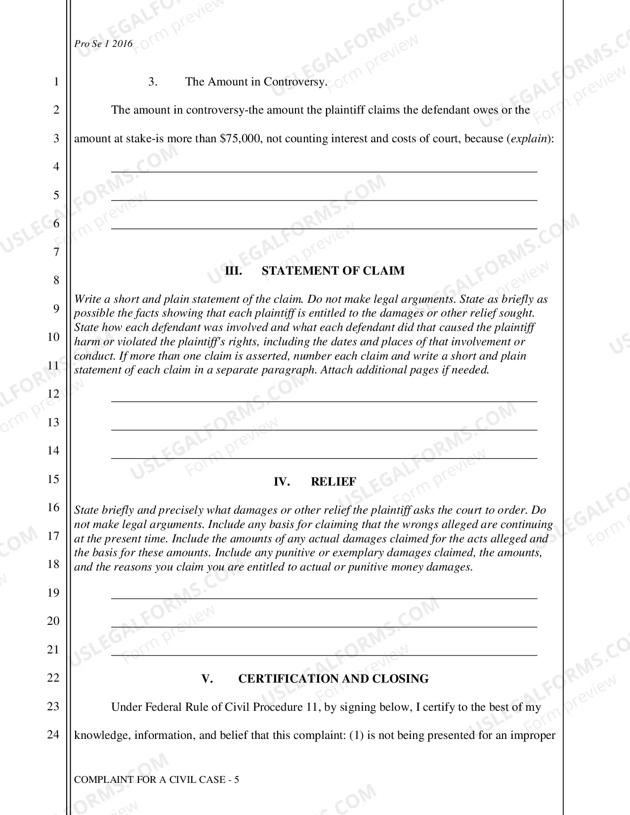 Preview Complaint - Civil Case (Basic)