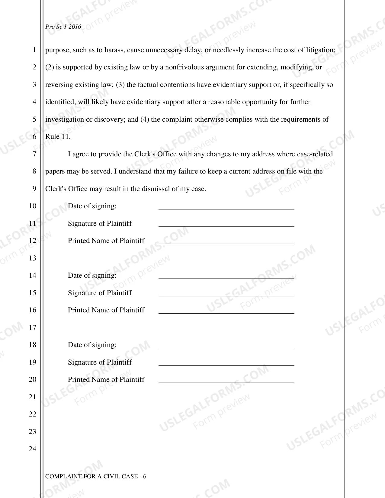 Preview Complaint - Civil Case (Basic)