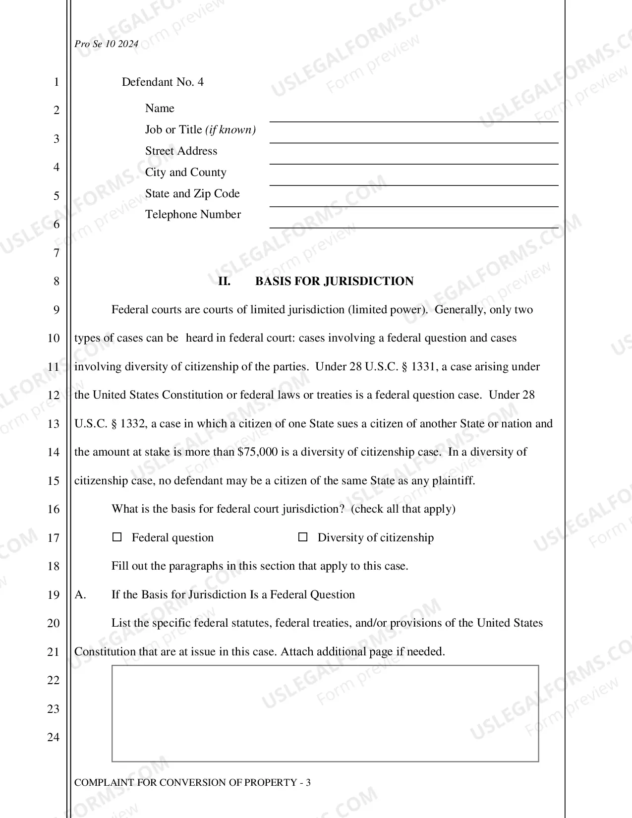 Preview Complaint - Conversion of Property