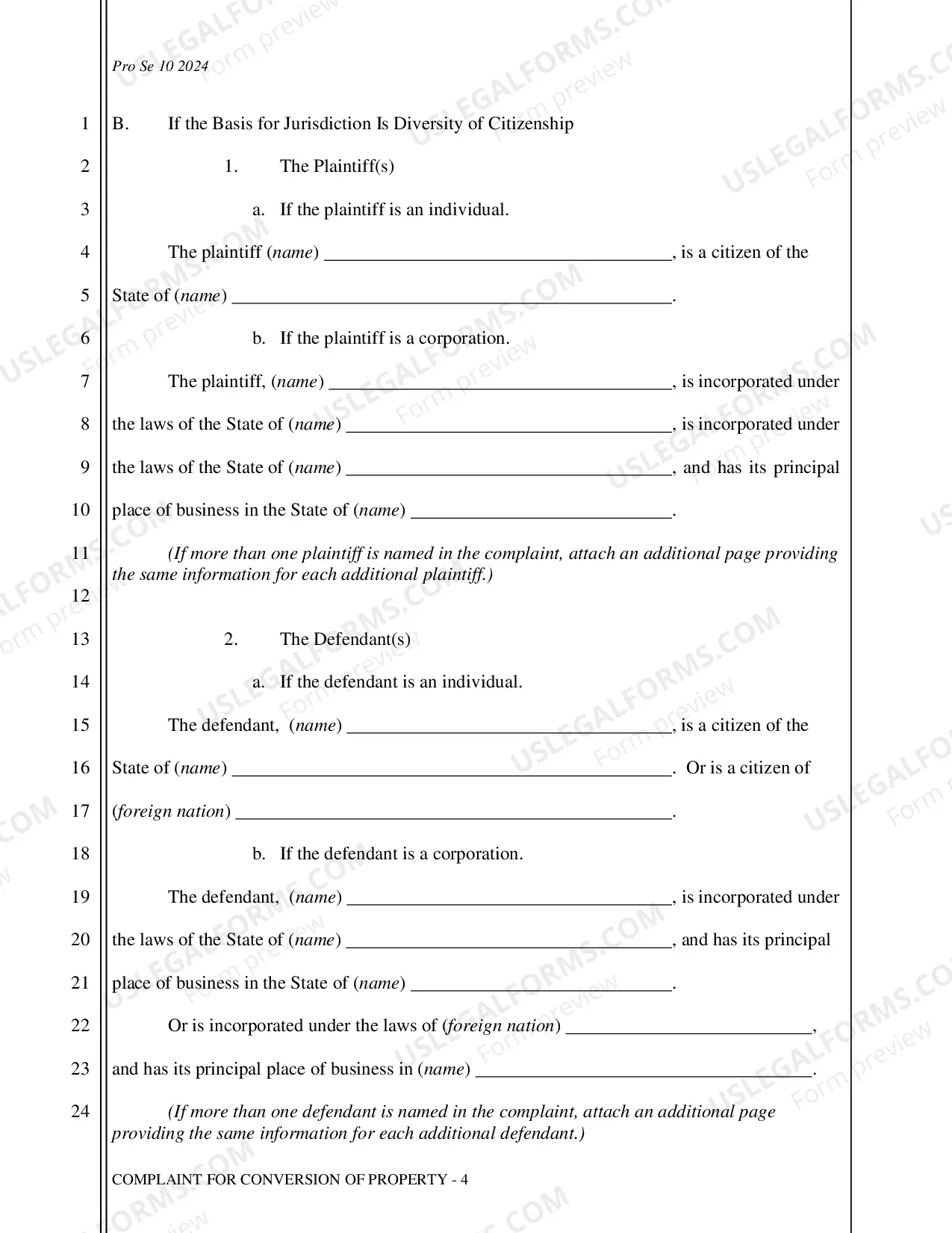 Preview Complaint - Conversion of Property