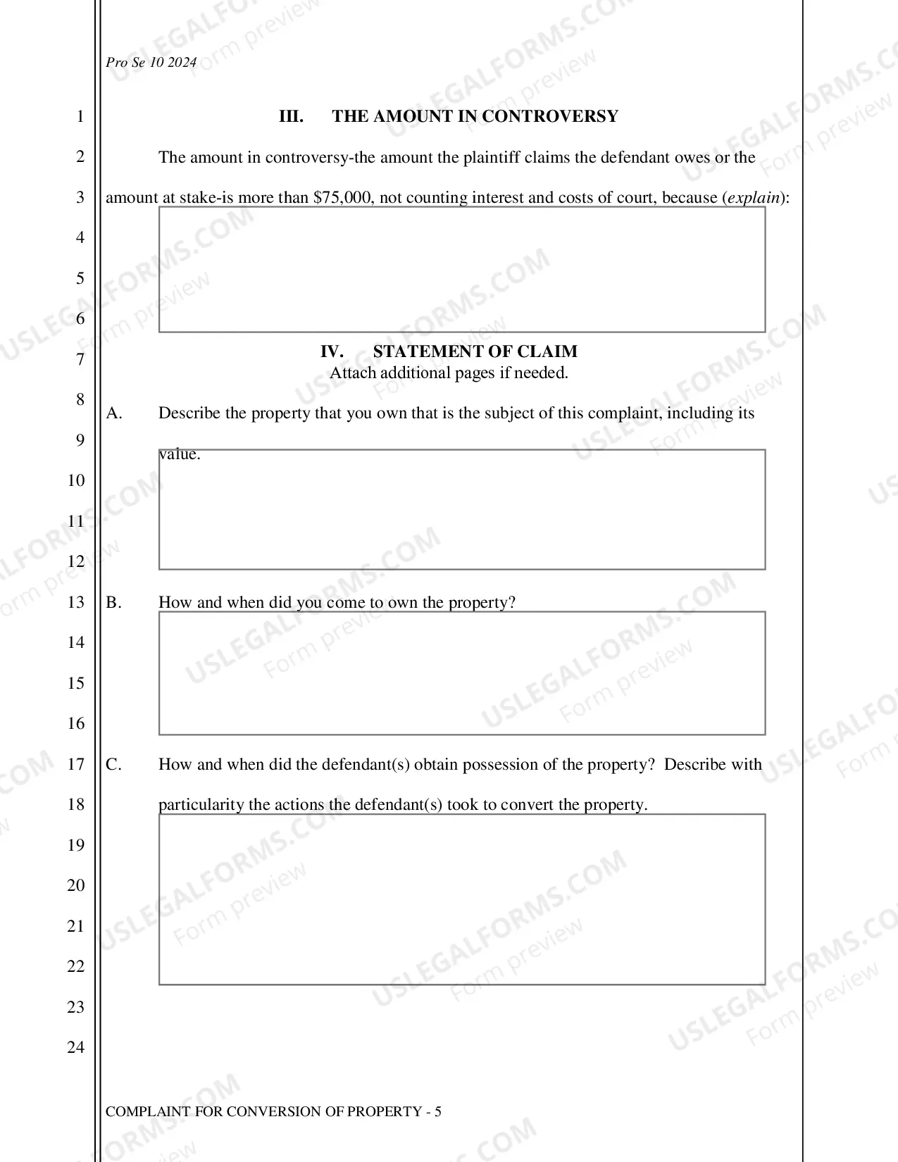 Preview Complaint - Conversion of Property