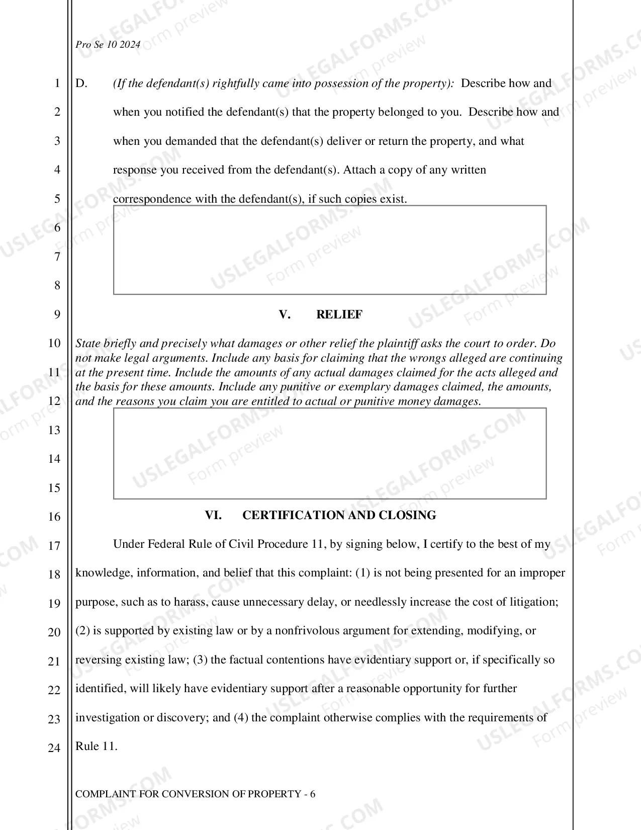 Preview Complaint - Conversion of Property