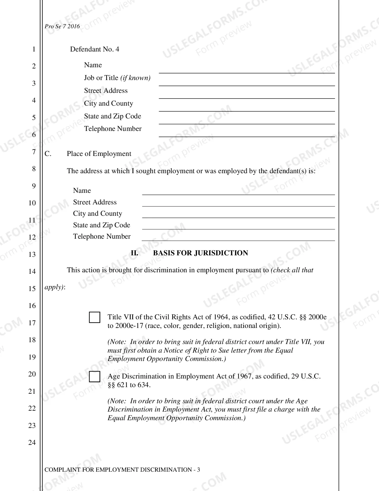 Preview Complaint - Employment Discrimination