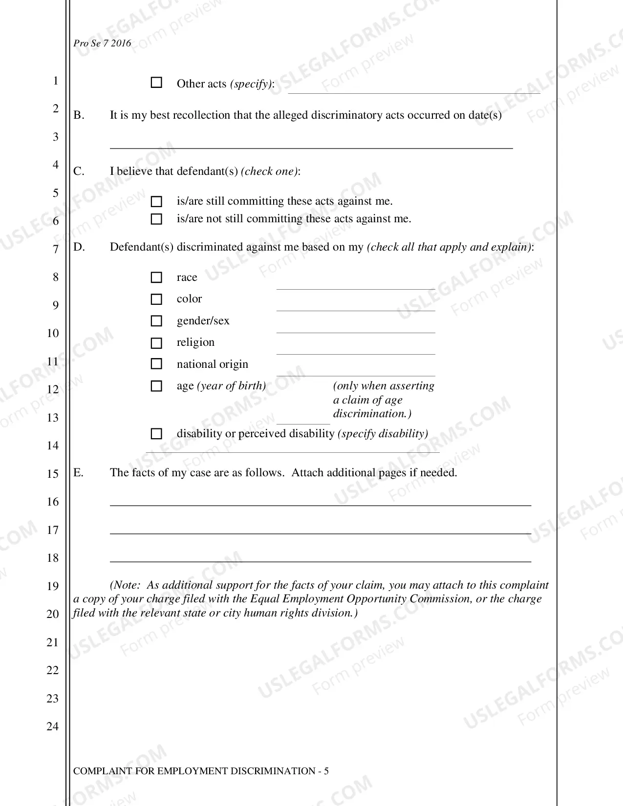 Preview Complaint - Employment Discrimination