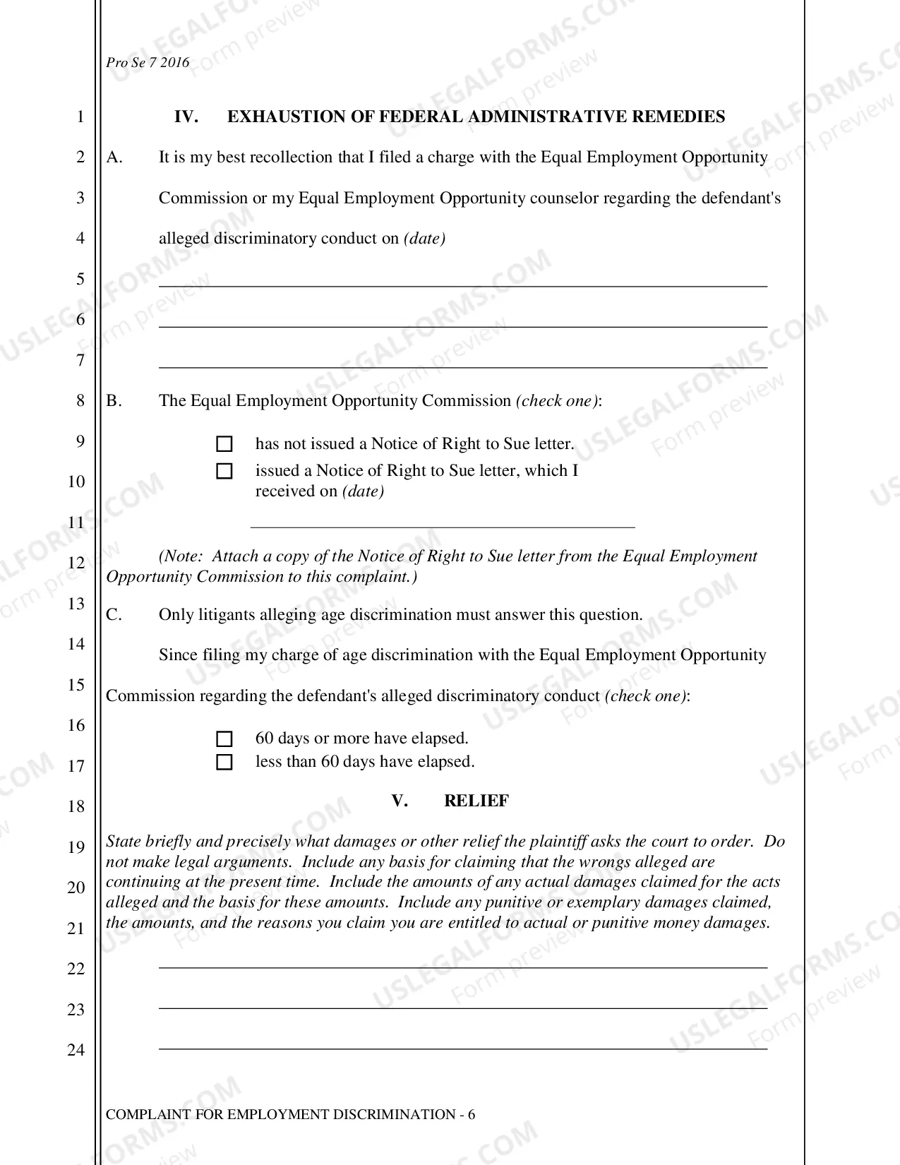 Preview Complaint - Employment Discrimination