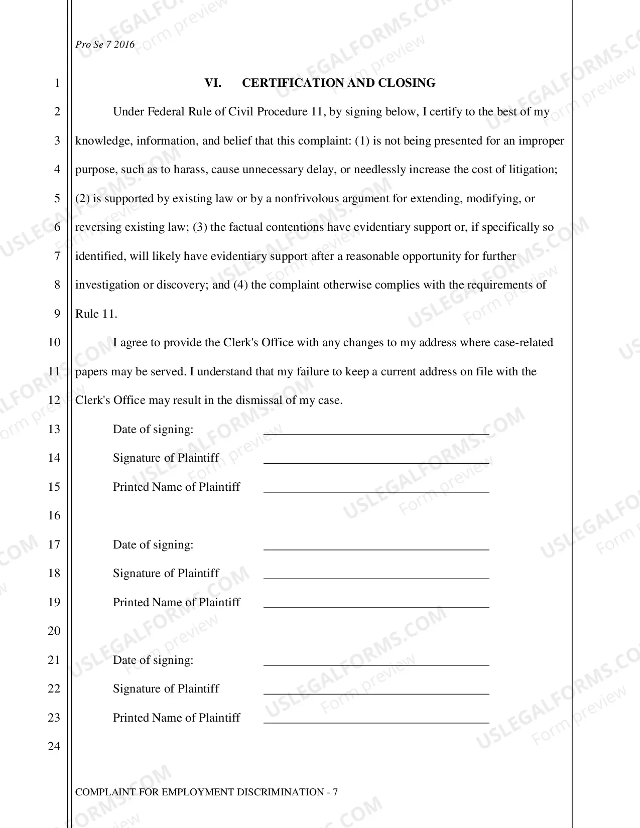 Preview Complaint - Employment Discrimination