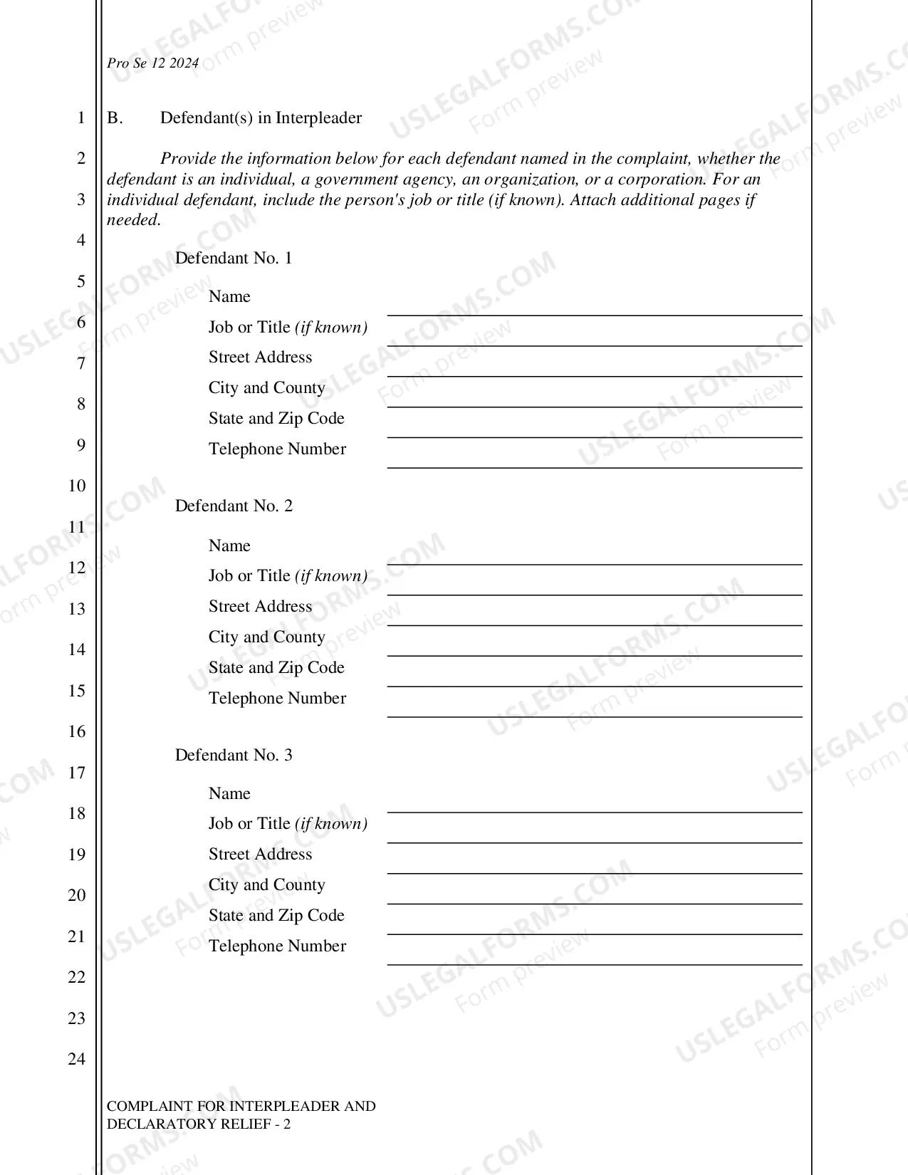 Preview Complaint - Interpleader and Declaratory Relief