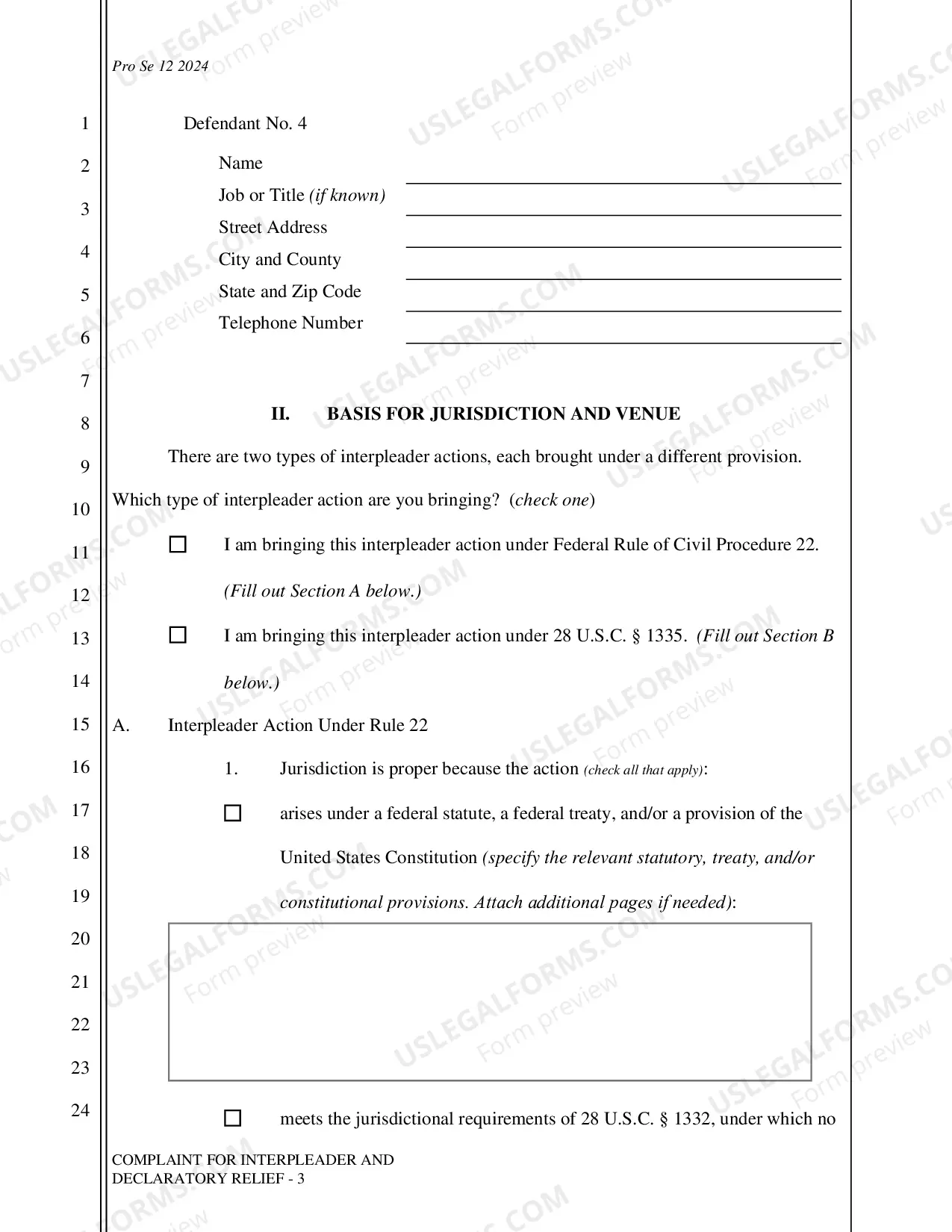 Preview Complaint - Interpleader and Declaratory Relief