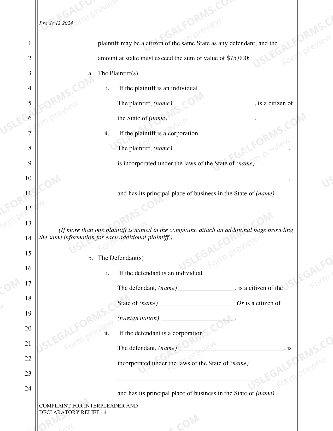 Preview Complaint - Interpleader and Declaratory Relief