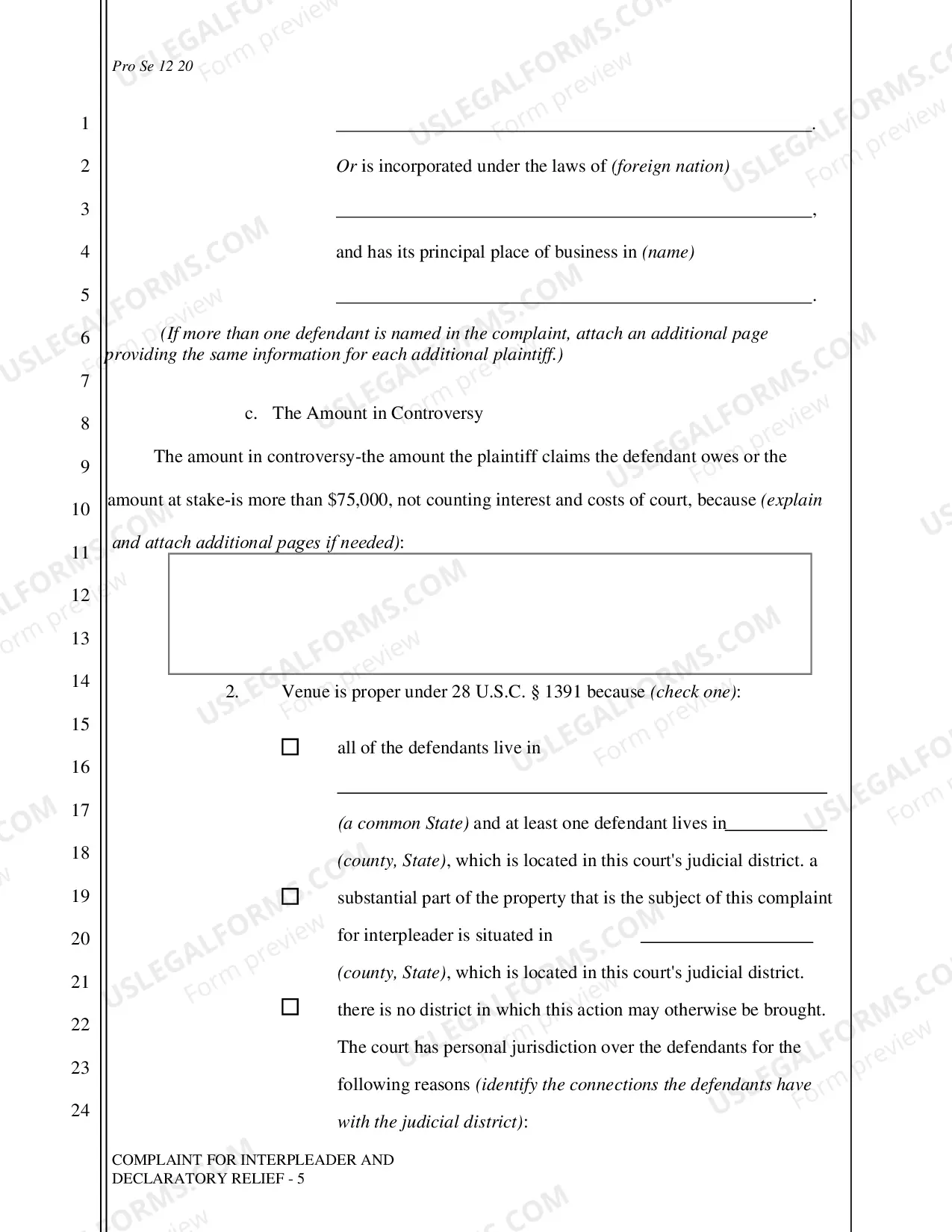 Preview Complaint - Interpleader and Declaratory Relief