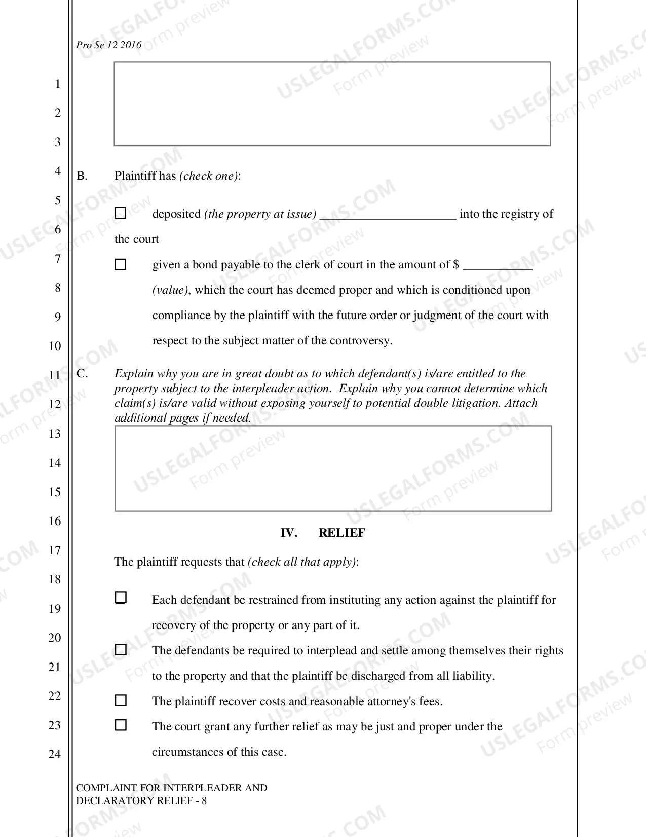 Preview Complaint - Interpleader and Declaratory Relief