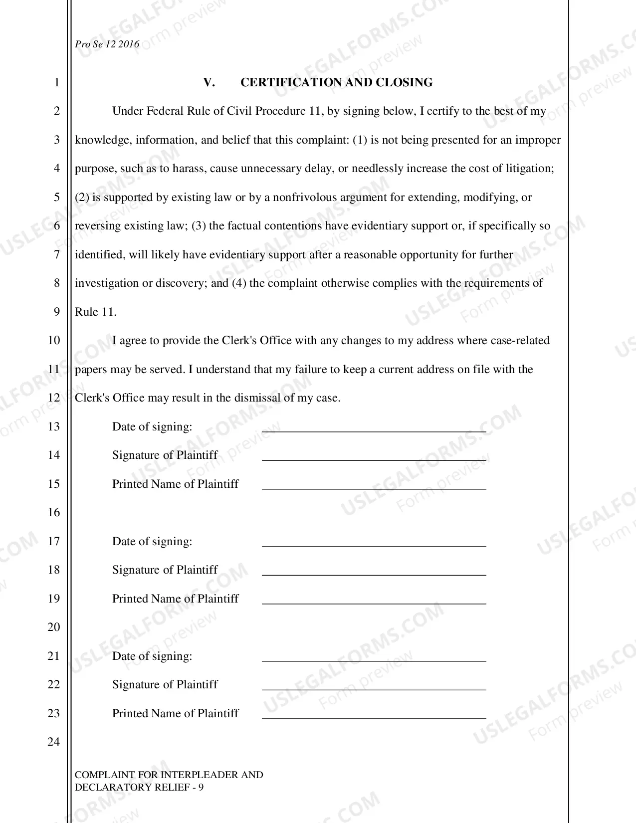 Preview Complaint - Interpleader and Declaratory Relief