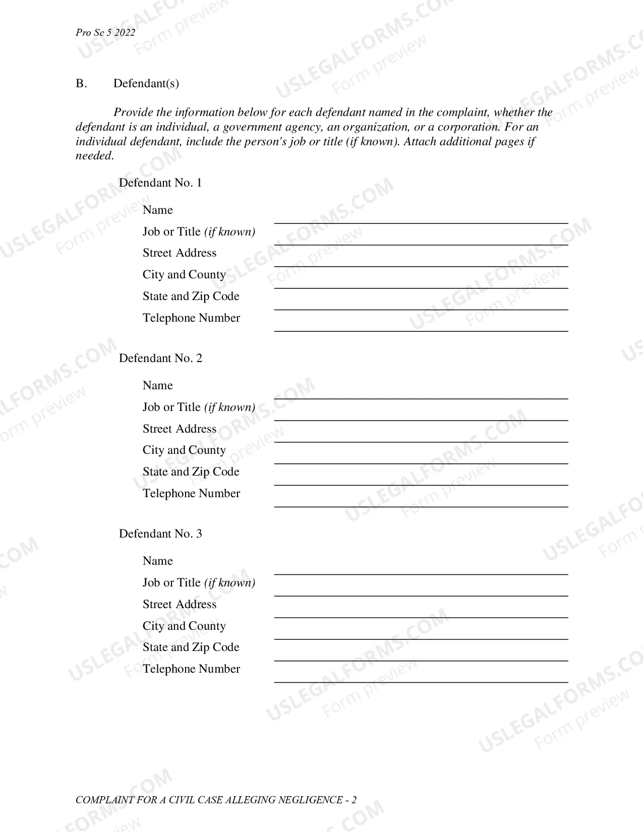 Preview Complaint - Negligence