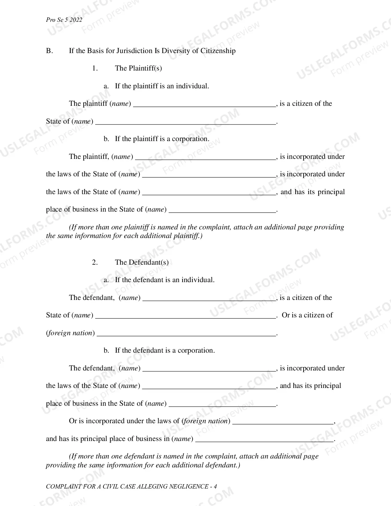 Preview Complaint - Negligence