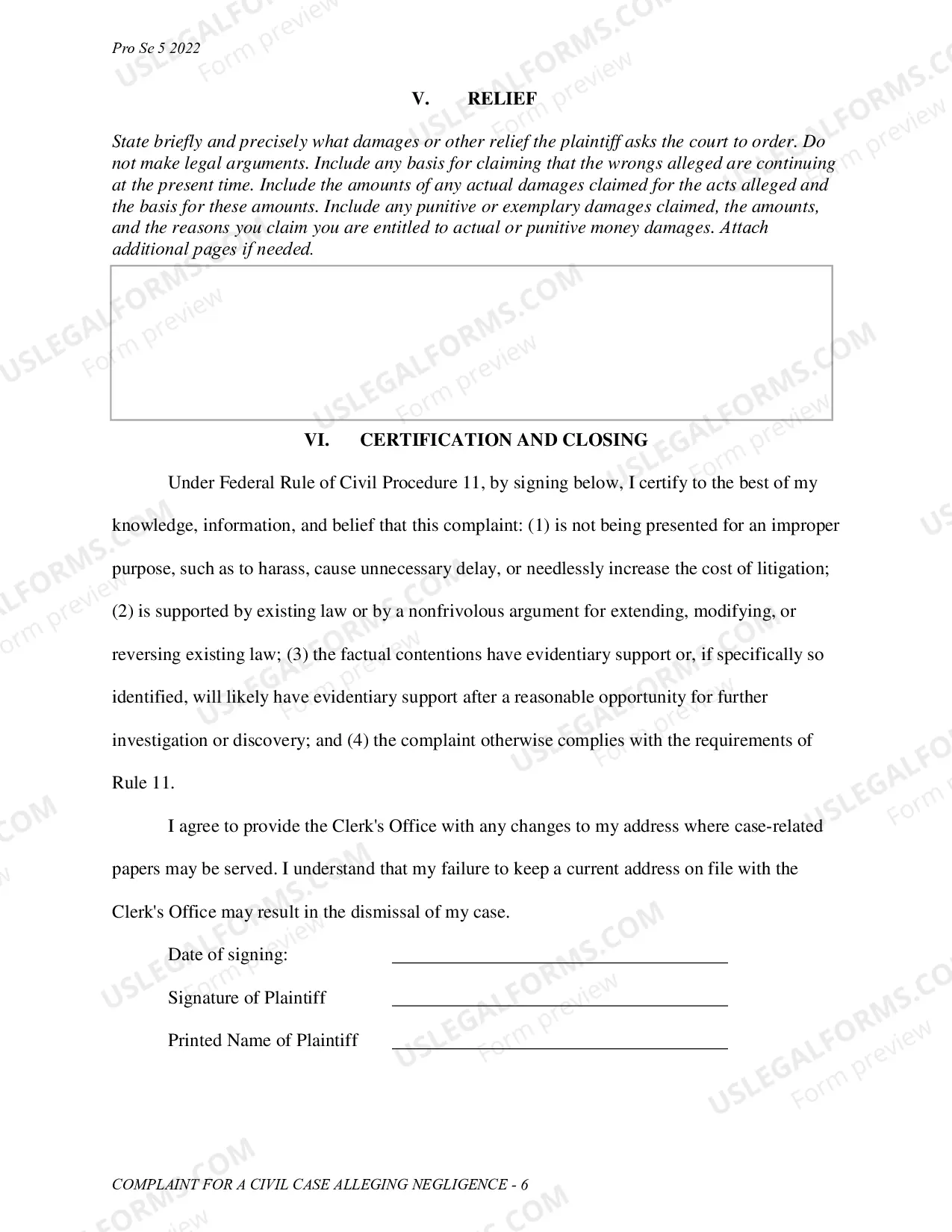 Preview Complaint - Negligence