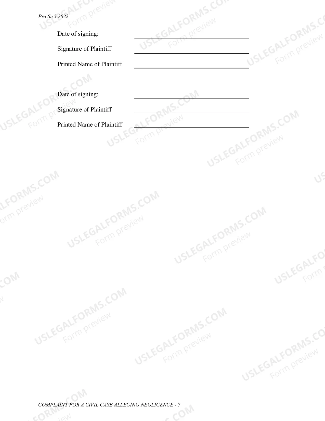 Preview Complaint - Negligence