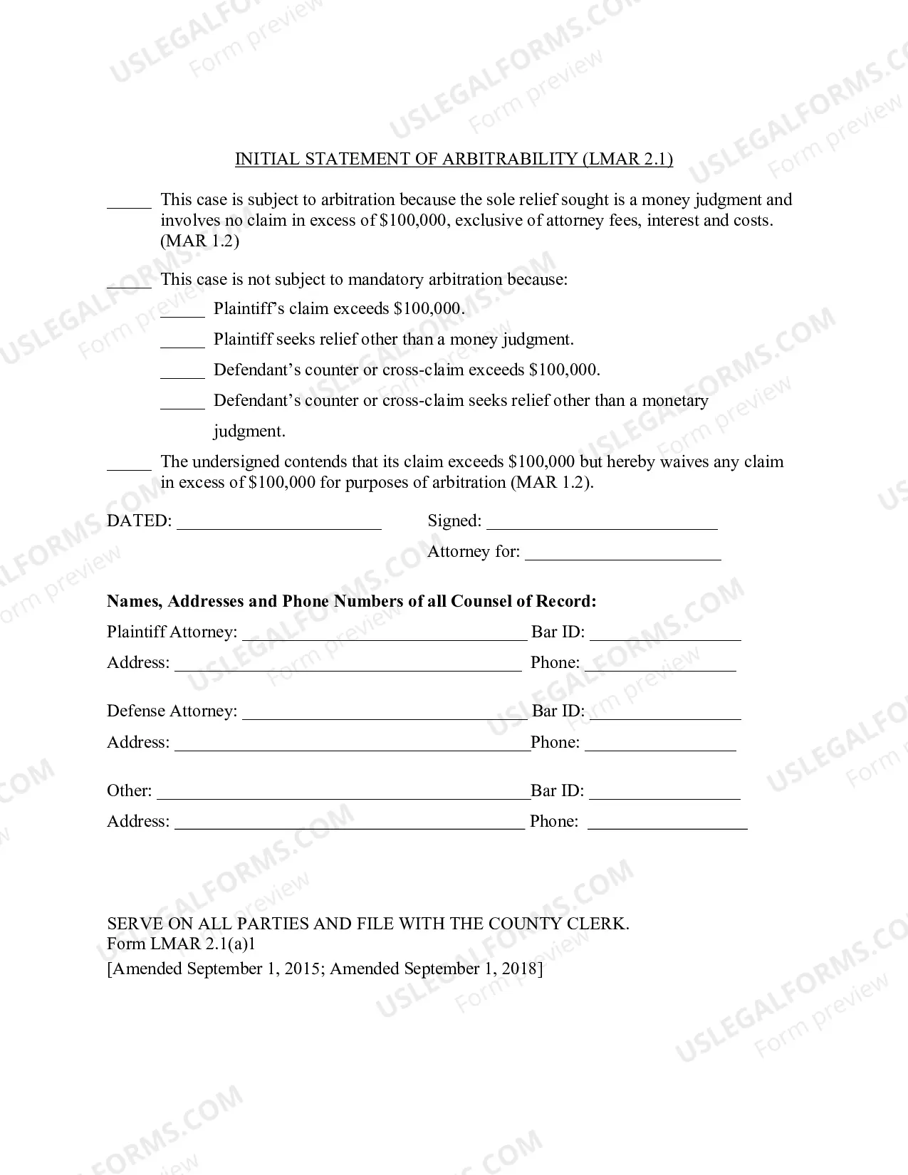 Preview Note For Trial Setting And Initial Statement of Arbitrability