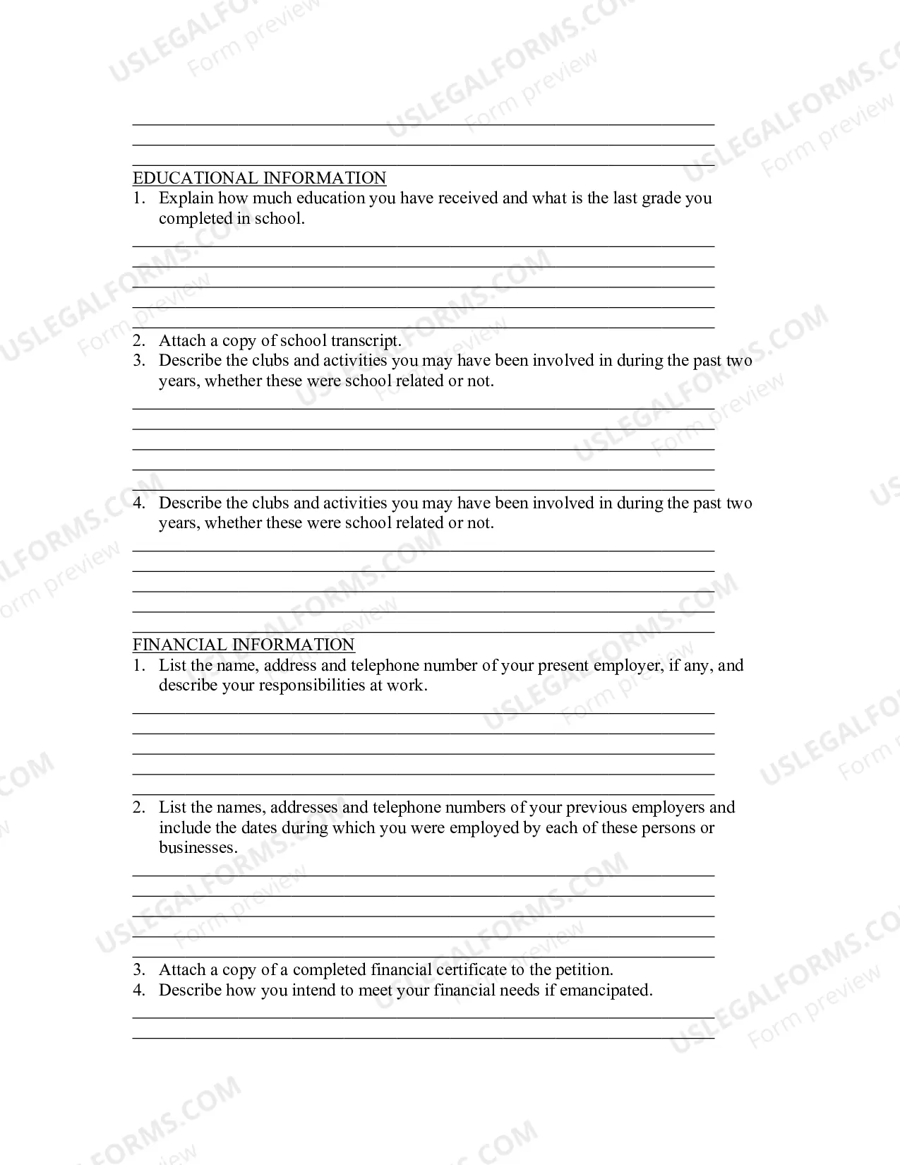 Preview Supplement To Emancipation Petition