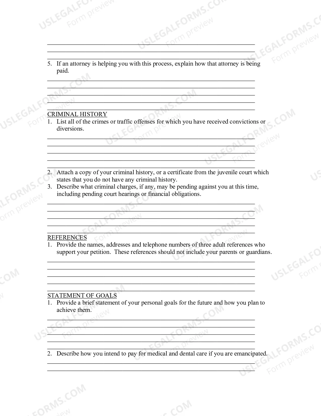 Preview Supplement To Emancipation Petition