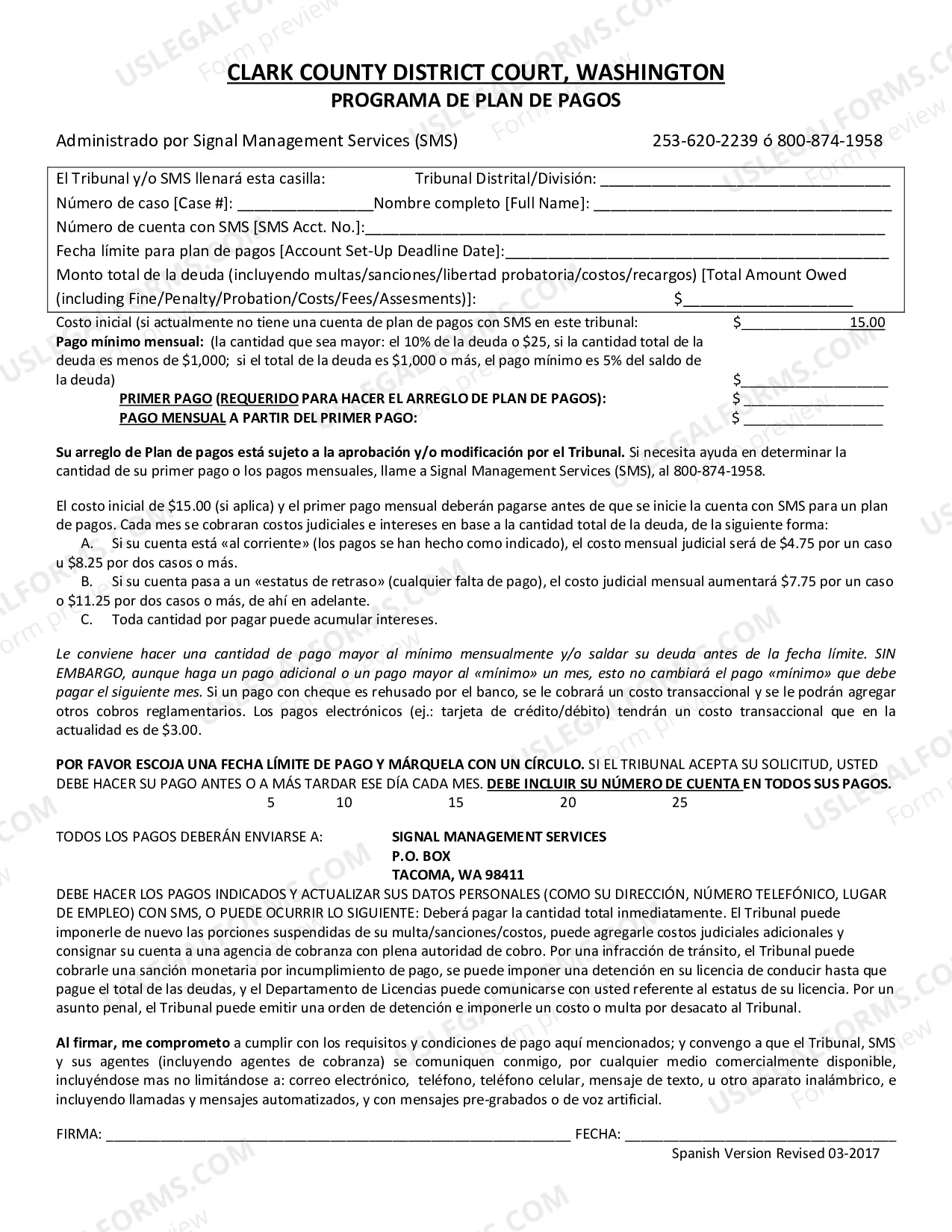 Preview Spanish Signal Time Payment Application(PDF)