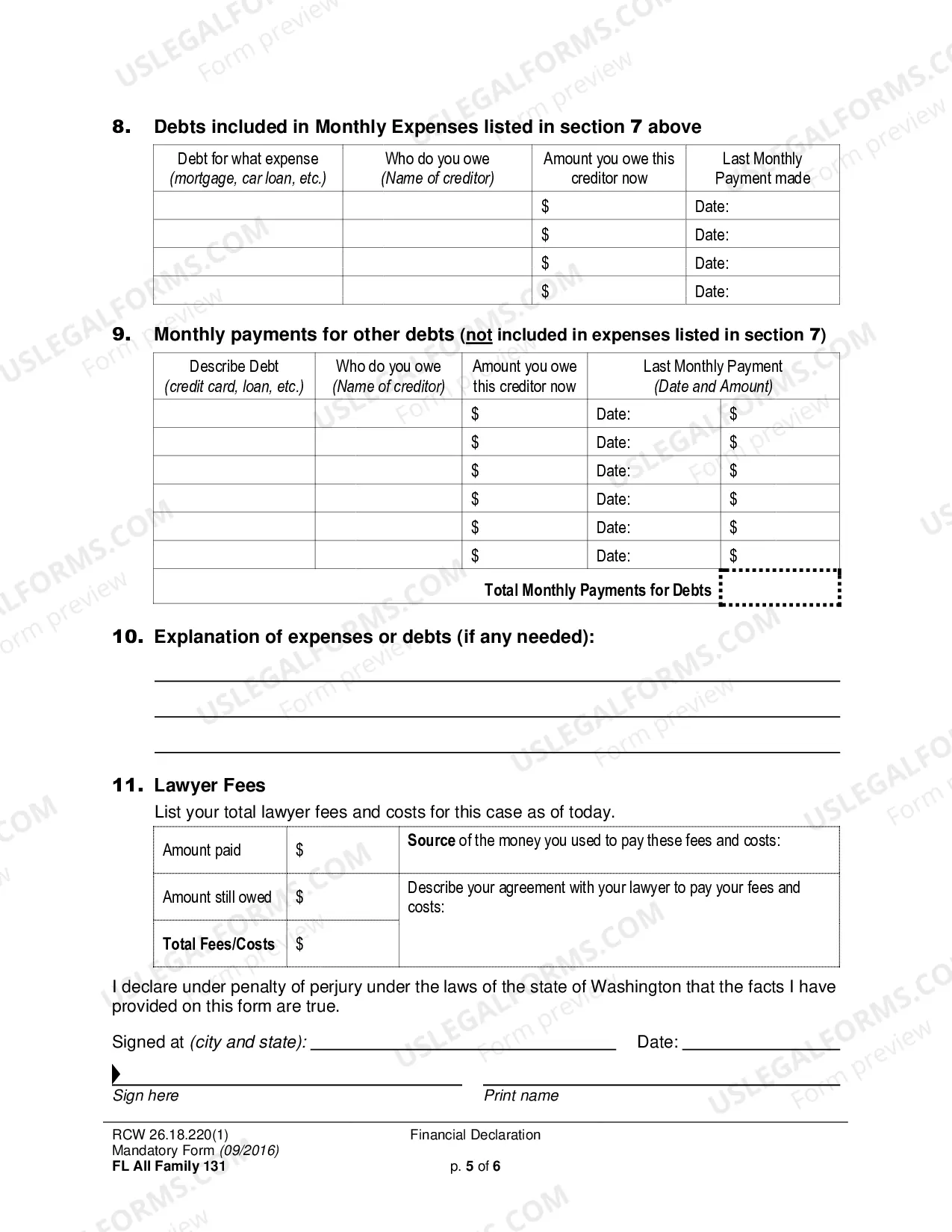 Preview Financial Declaration