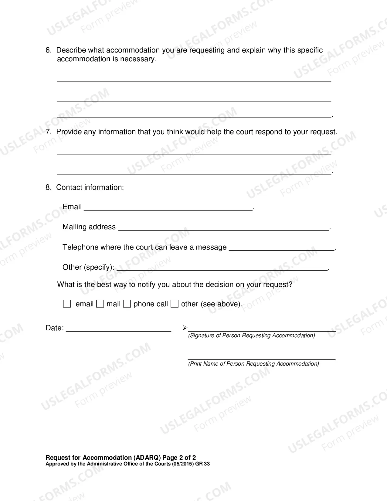 Preview Request For Reasonbale Accommodation (Packet)