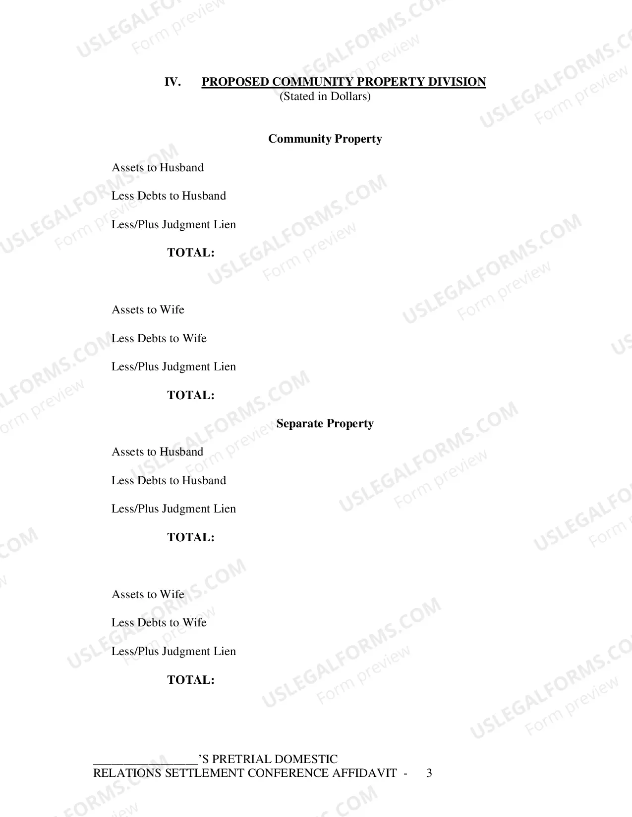 Preview Pretrial Settlement Conference Affidavit