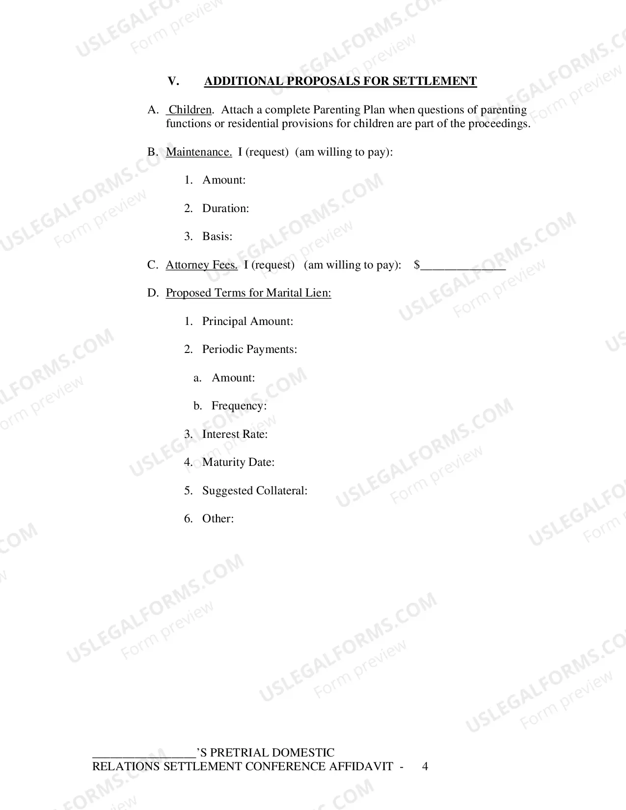 Preview Pretrial Settlement Conference Affidavit