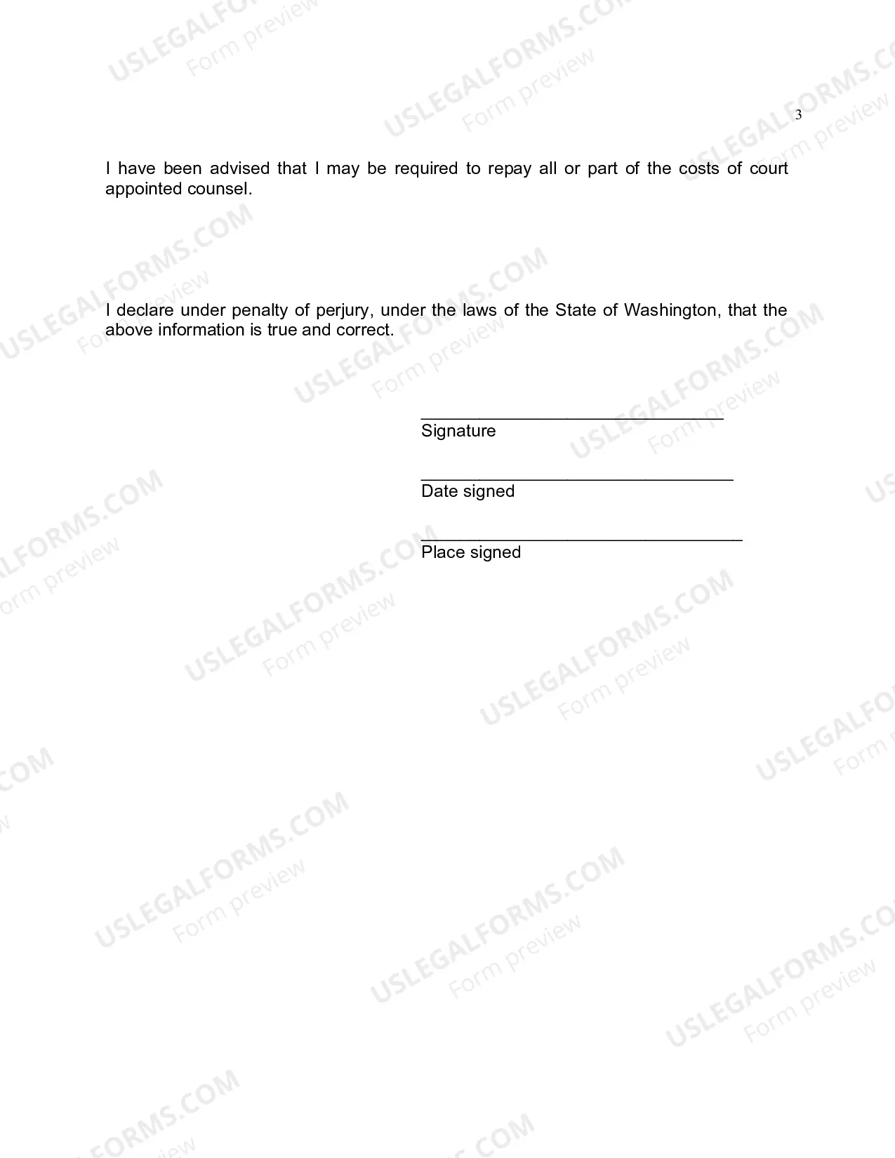 Preview Declaration of Indigency