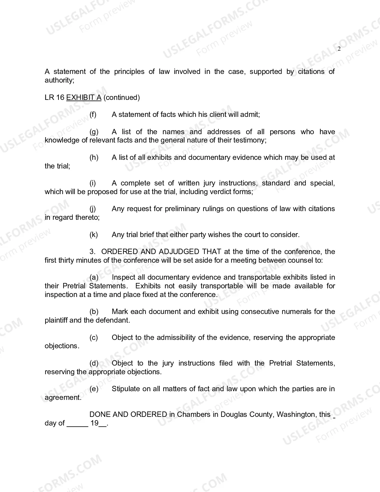 Preview Order For Pretrial Conference