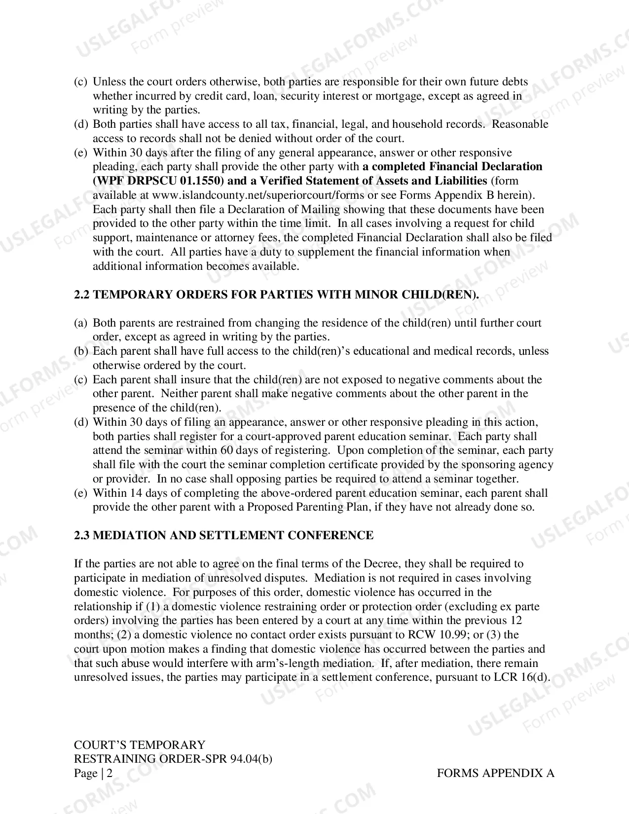 Preview Temporary Restraining Order