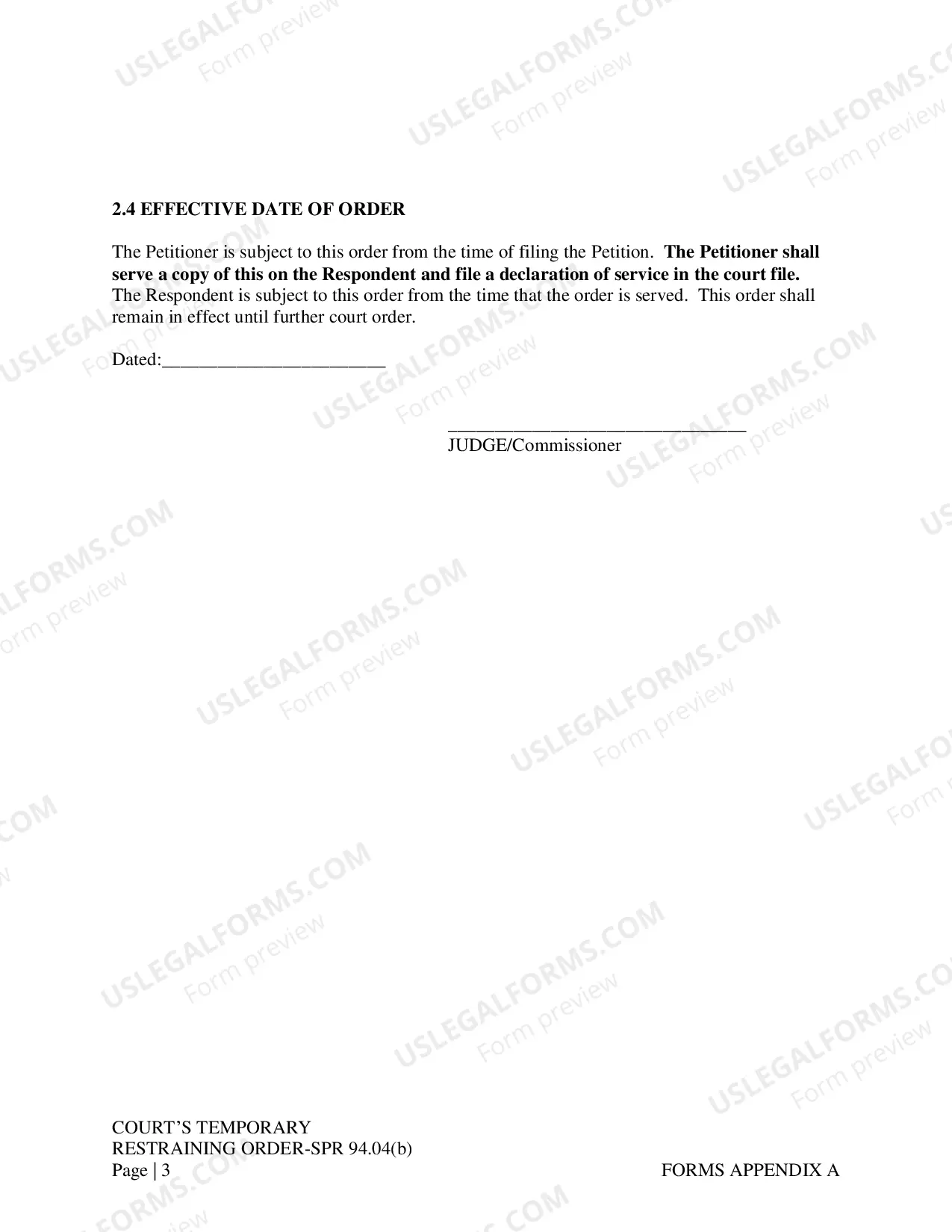 Preview Temporary Restraining Order