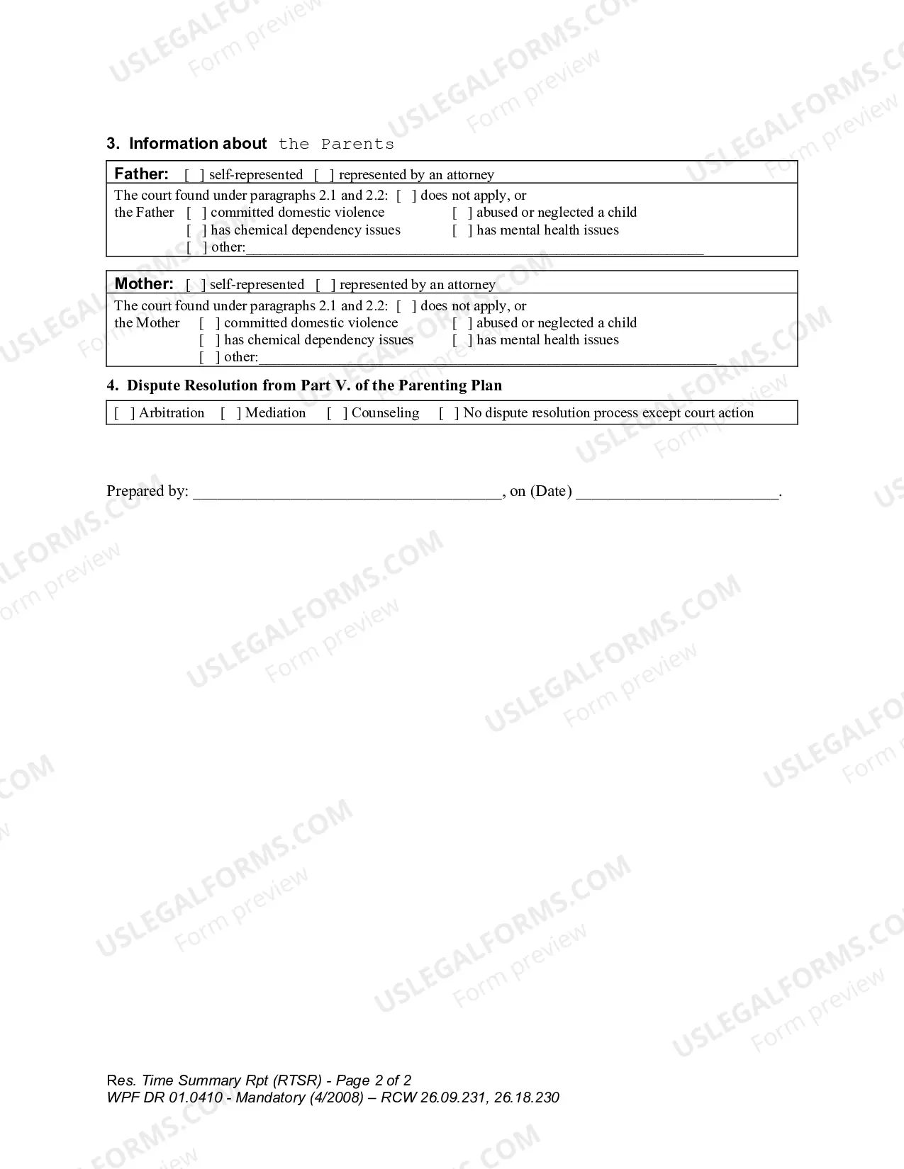 Preview Residential Time Summary Report