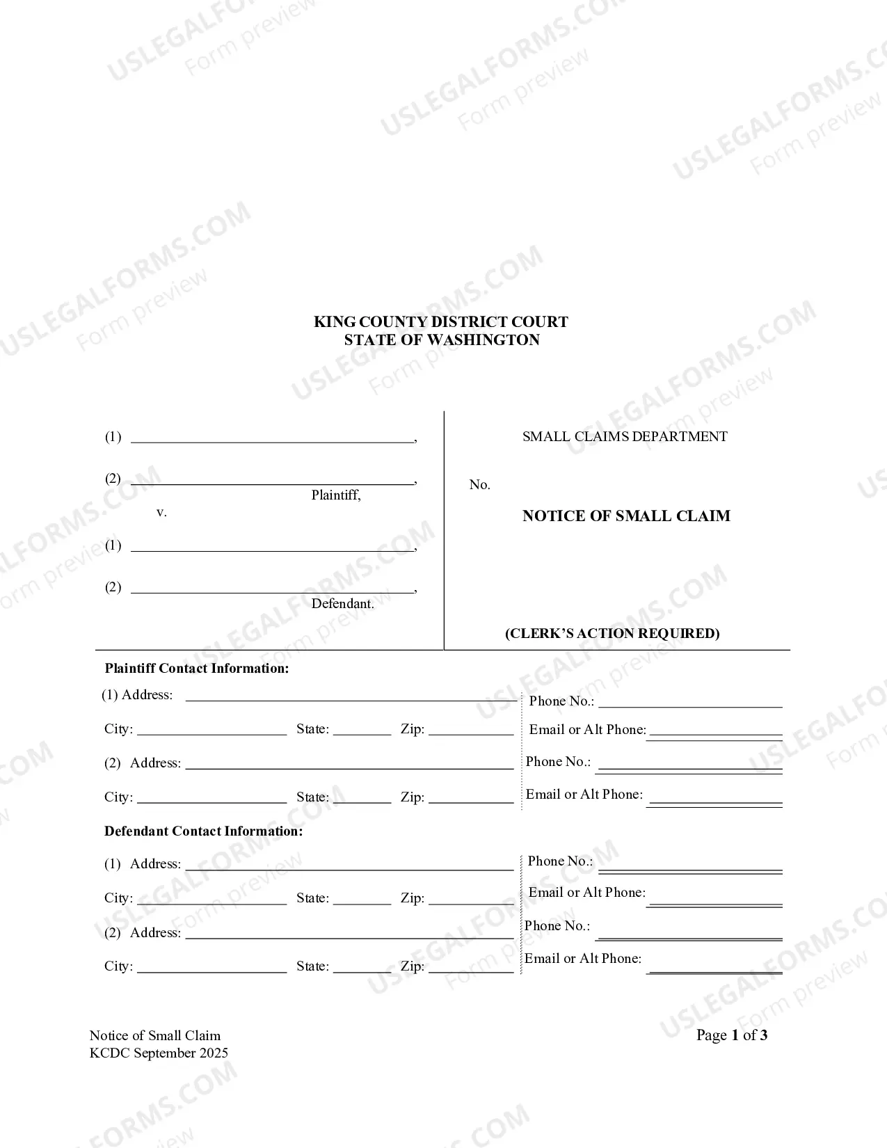 Preview Notice of Small Claim