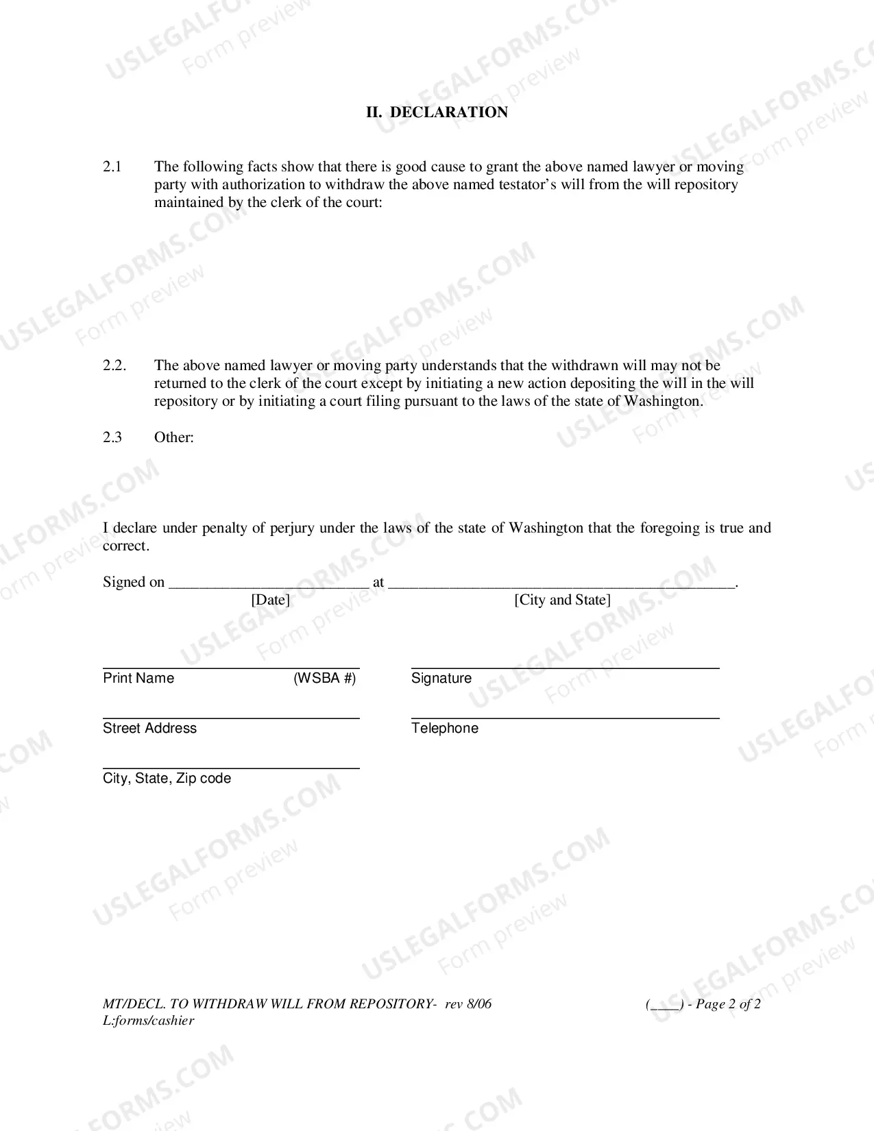 Preview Motion-Declaration To Withdraw Will From Repository