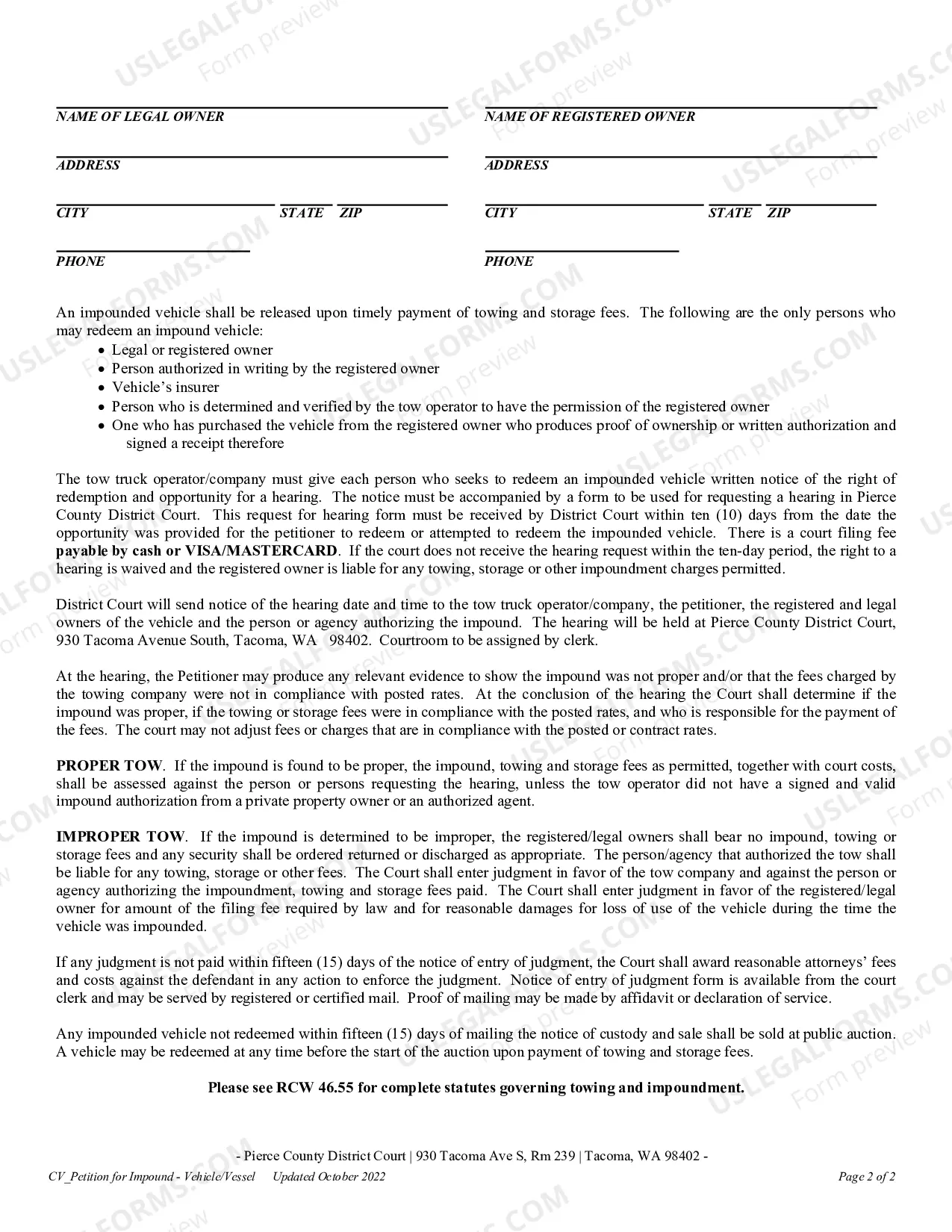 Preview Impound Petition