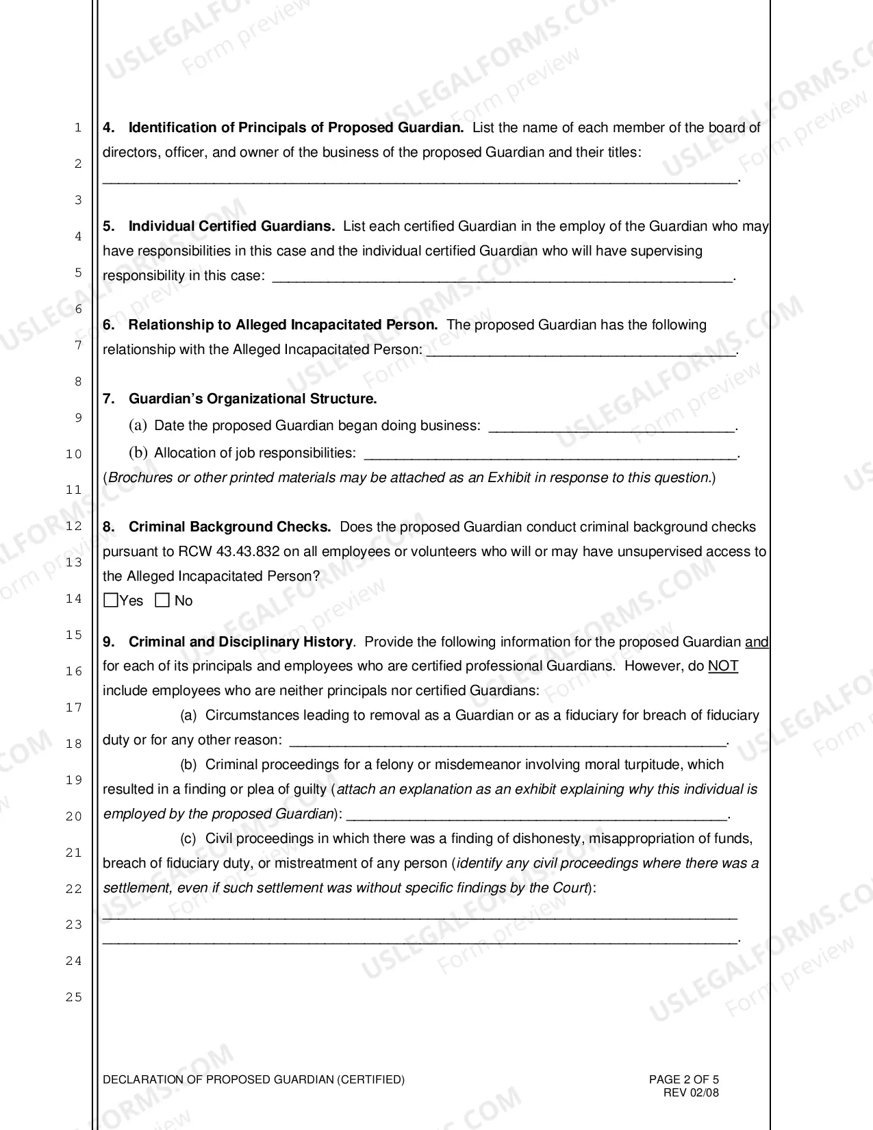 Preview Declaration of Proposed Guardian (Certified)