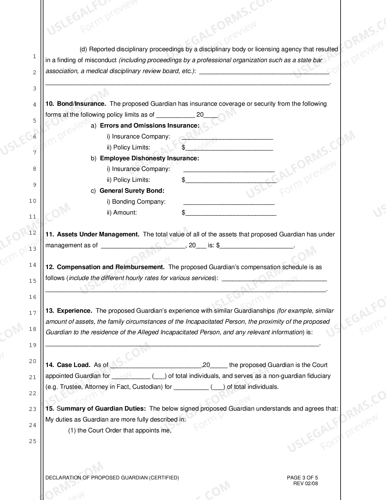 Preview Declaration of Proposed Guardian (Certified)