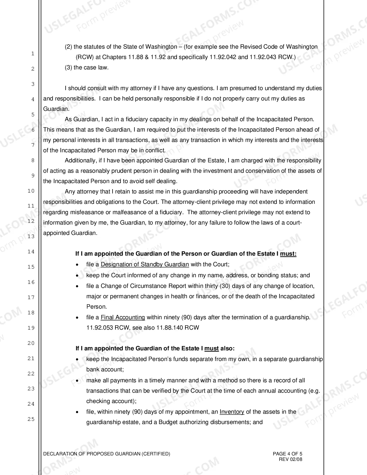 Preview Declaration of Proposed Guardian (Certified)
