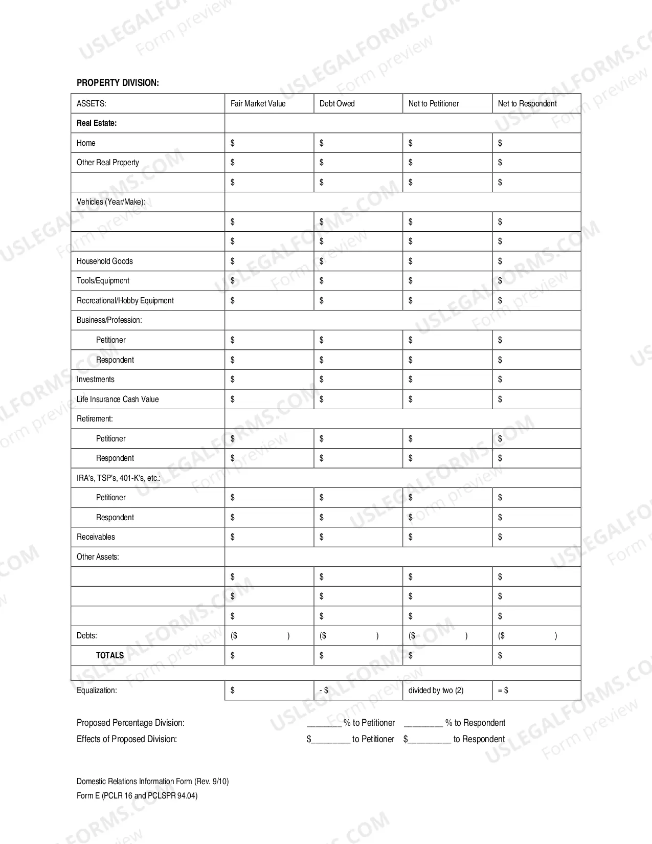Preview Domestic Relations Information Form