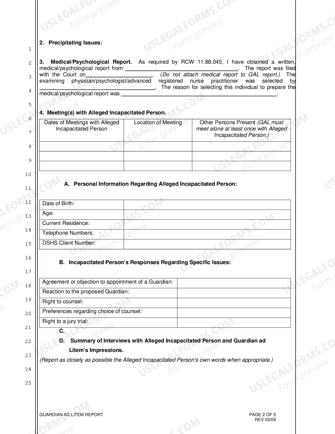 Preview Guardian Ad Litem Report Cover Sheet