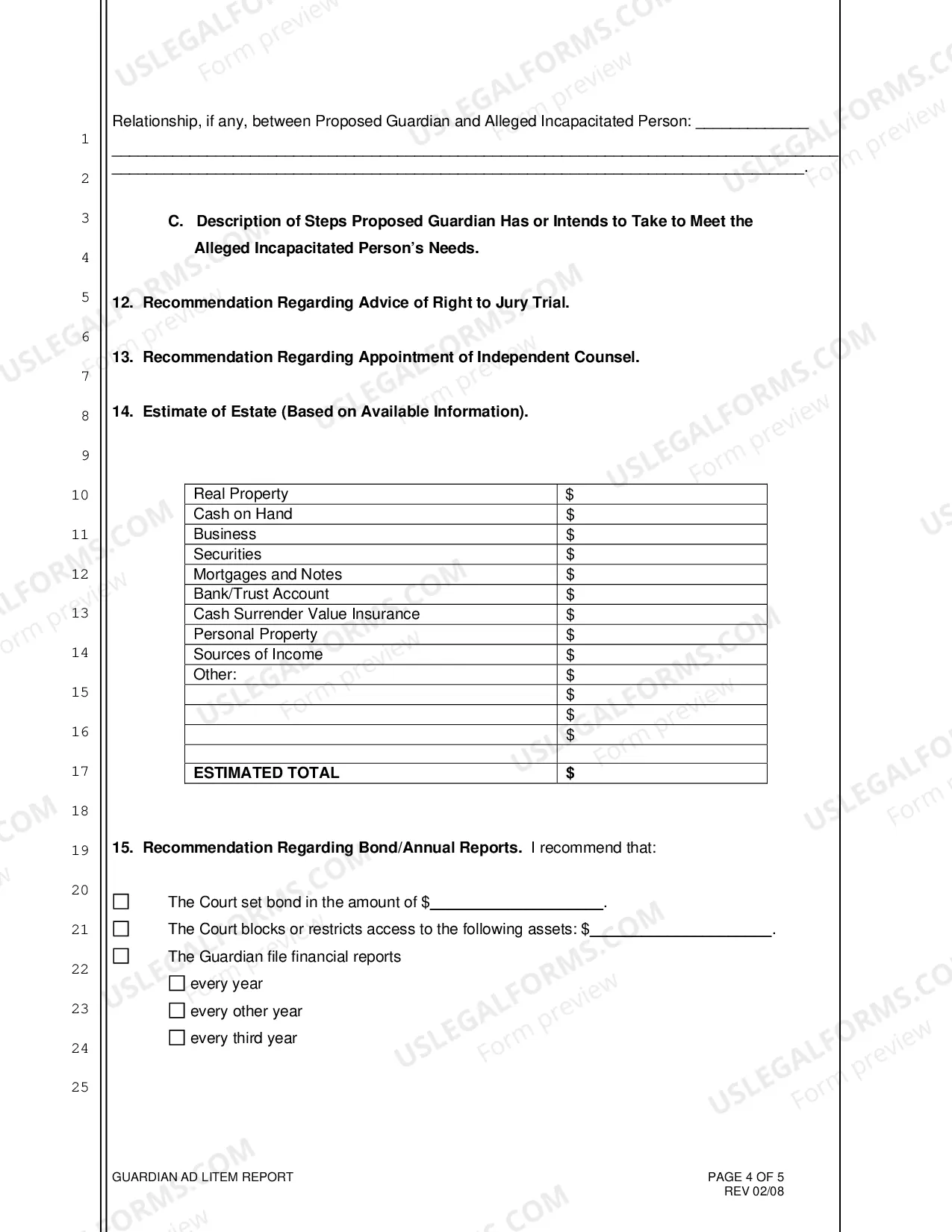 Preview Guardian Ad Litem Report Cover Sheet