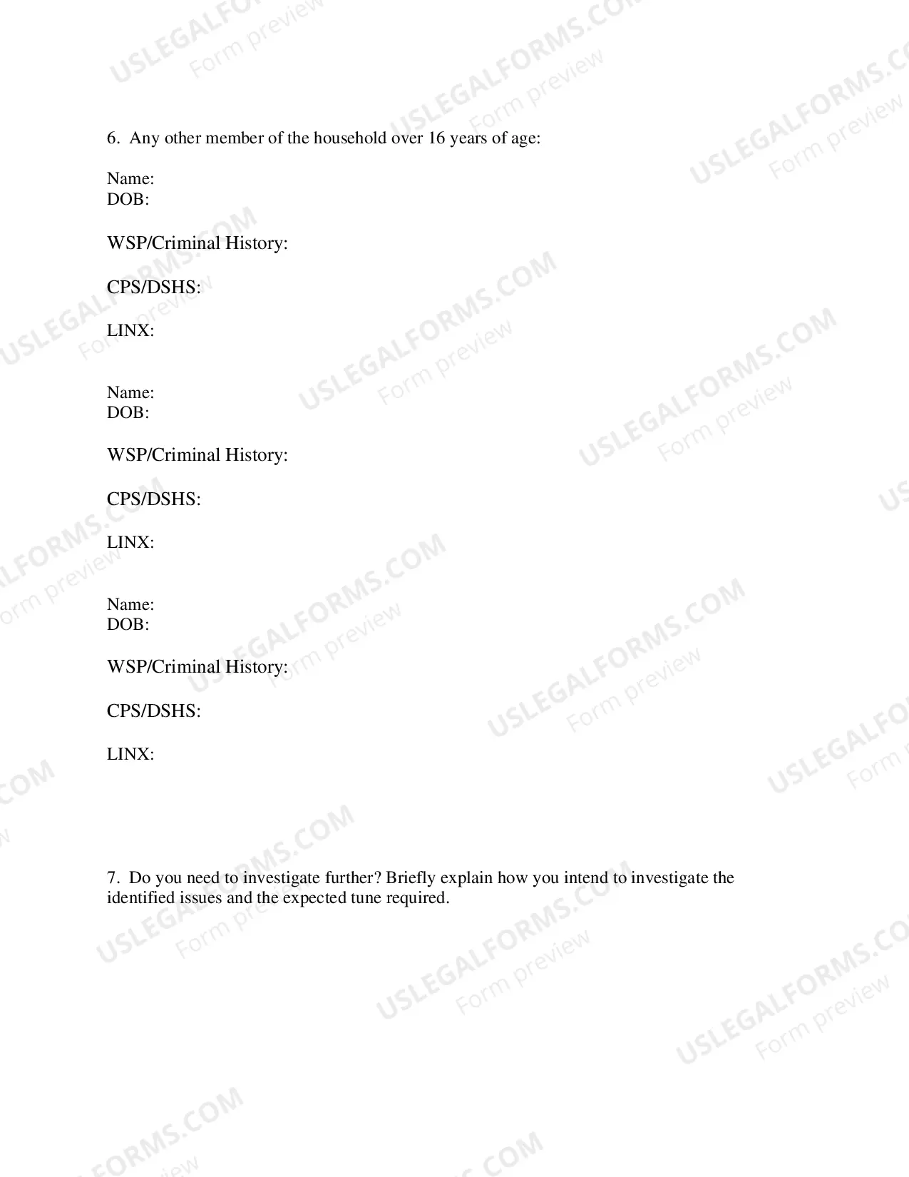Preview Third Party Custody Checklist For Scope of GAL-PI Investigation