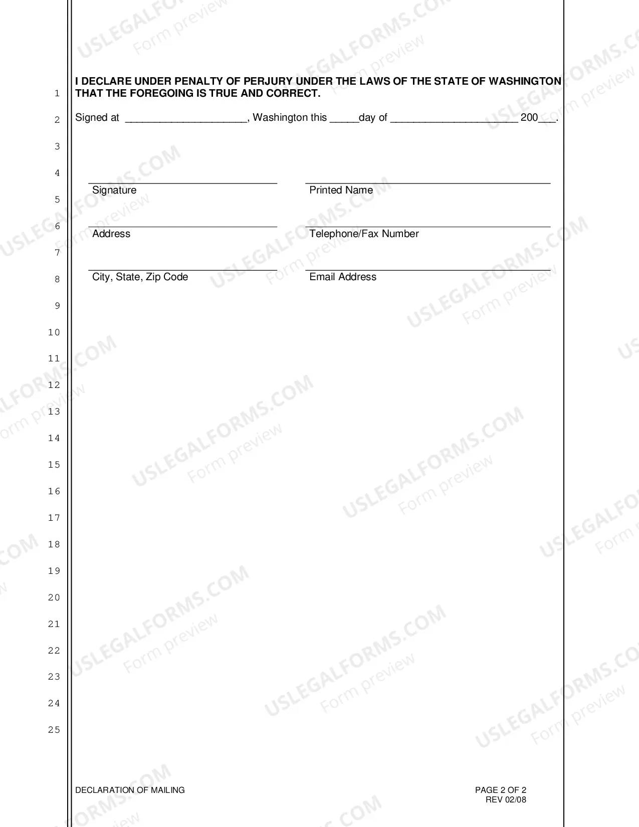 Preview Declaration of Mailing