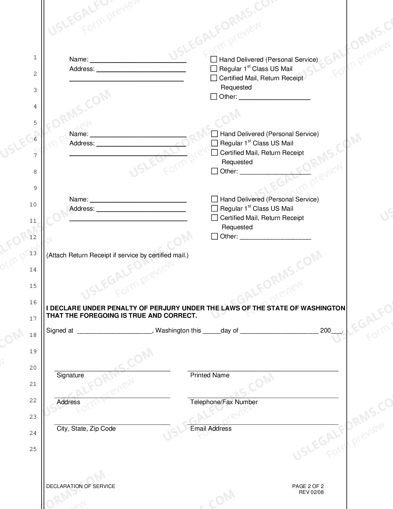 Preview Declaration of Service