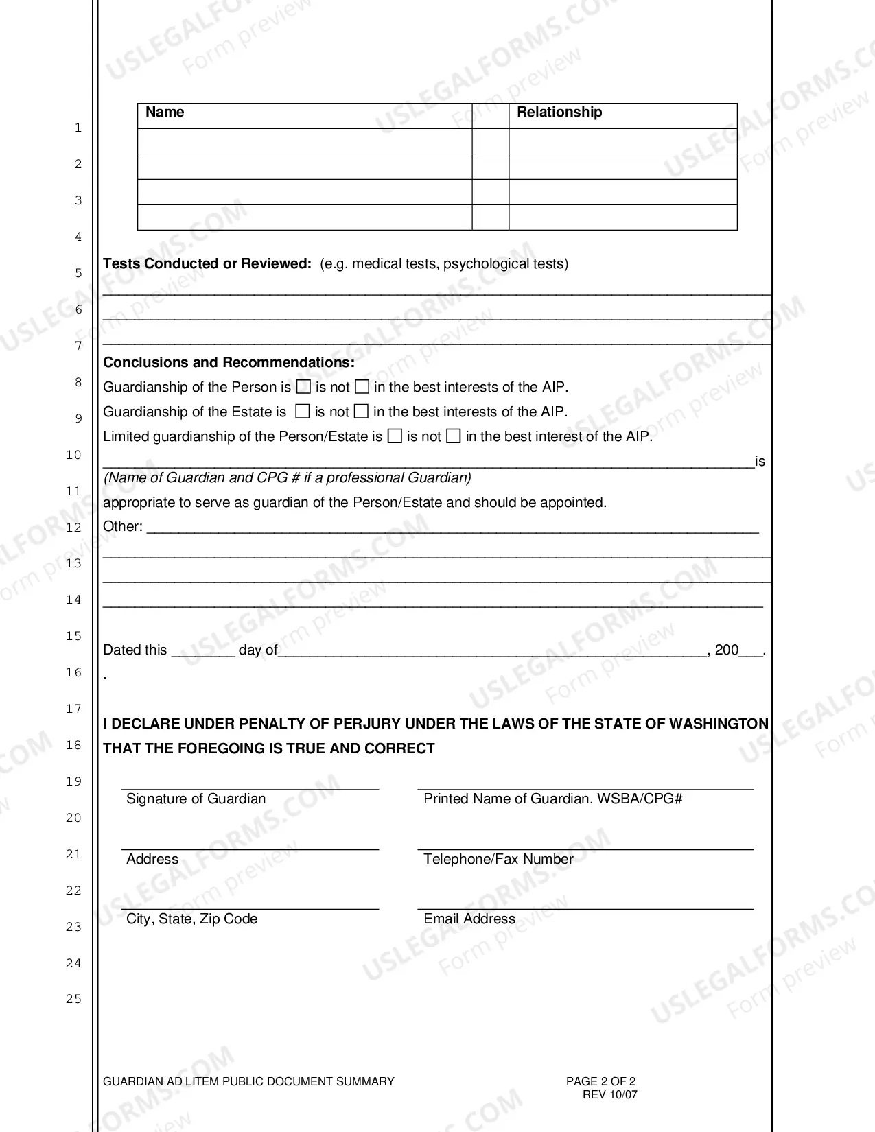 Preview Guardian ad Litem Report Public Document Summary