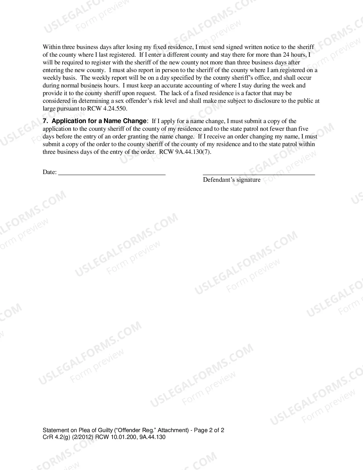 Preview Offender Registration Attachment