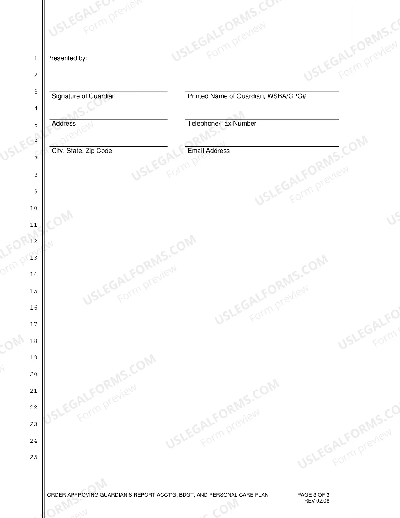 Preview Order Approving Guardian's Report, Accounting, Budget and Personal Care Plan